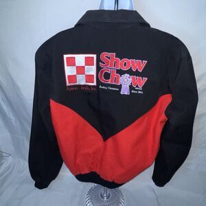 Cadi Collections USA Show Chow Brand Canvas Red Black Jacket Purina Mills Dog